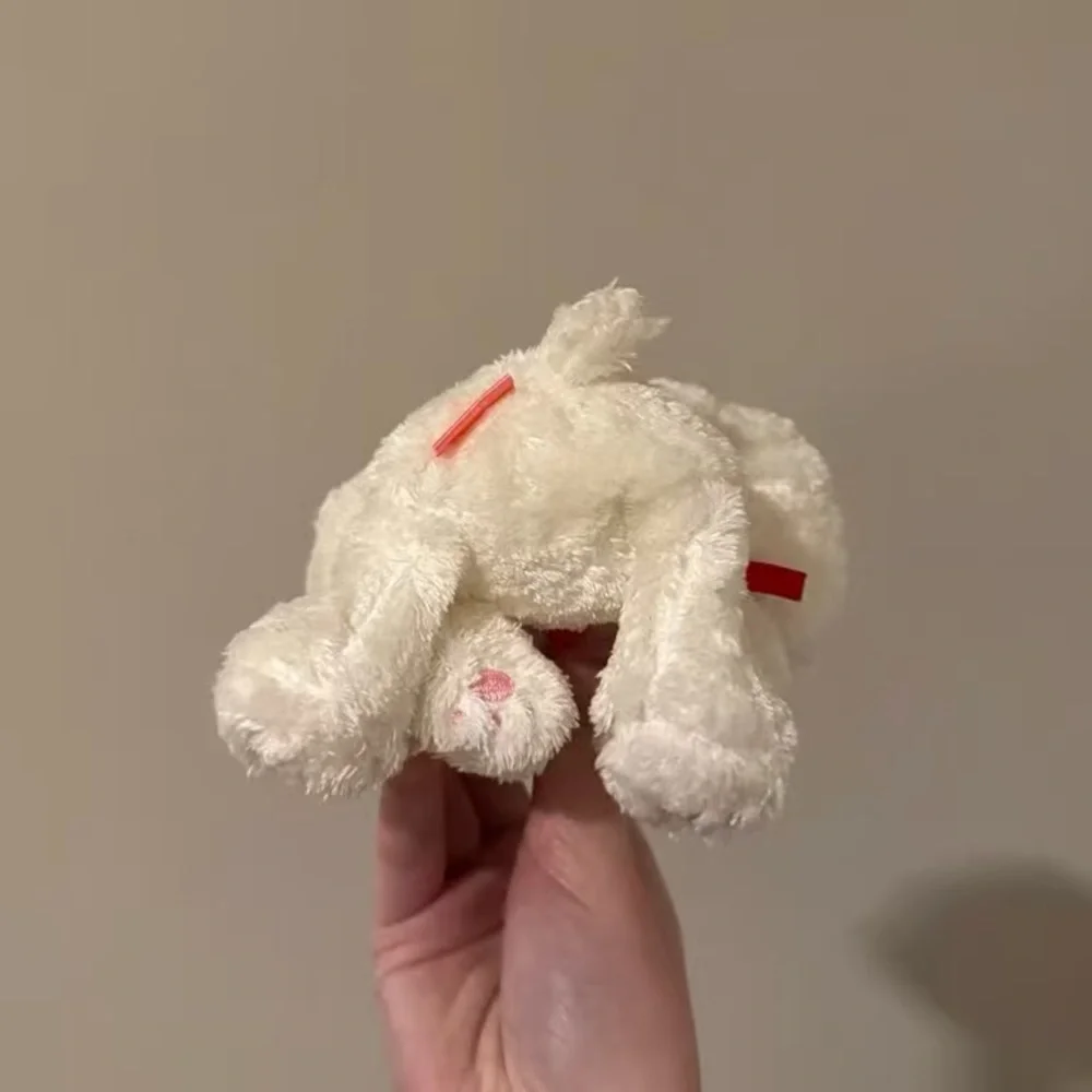 Adorable Cream Cat Plush Toy with Red Bow